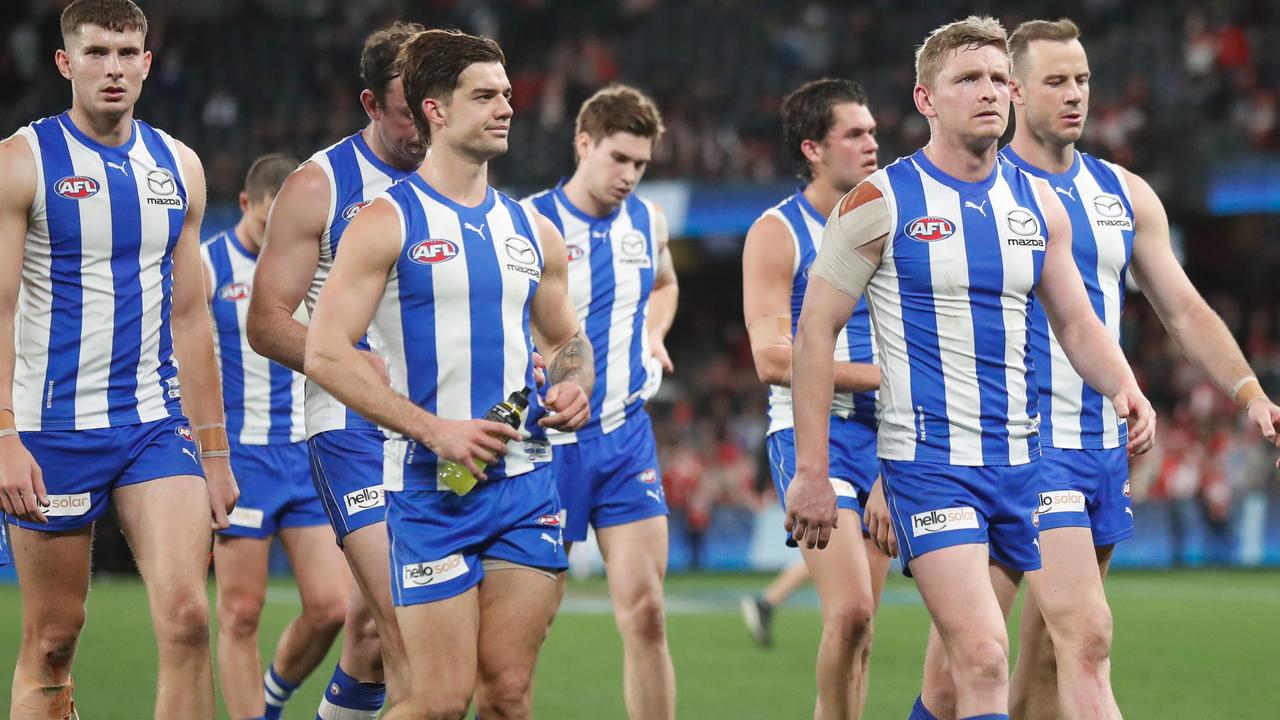 Jack Ziebell leads the team off after another loss in 2022. Picture: Michael Willson