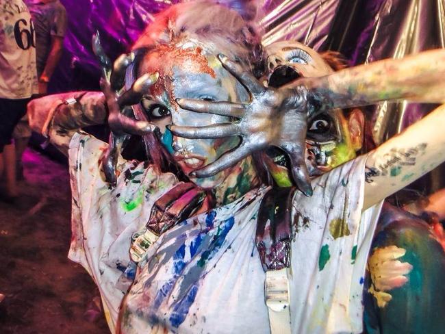 Tashi Honnery  celebrates at the Colour Splash party at the festival. Picture: Bertrand Orsal