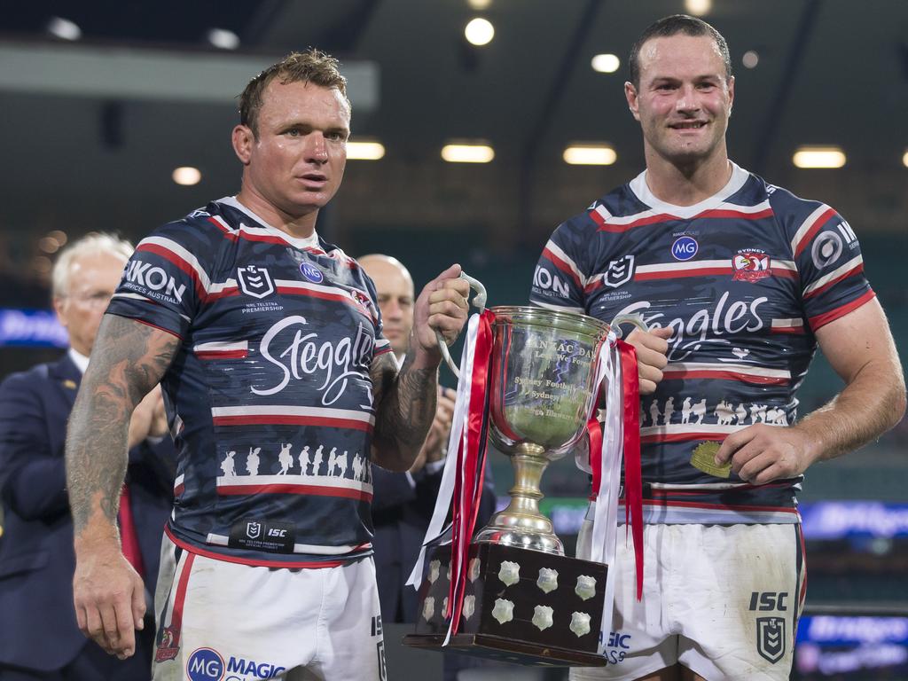 The Roosters farewelled club greats, and captains, Jake Friend and Boyd Cordner in 2021. Picture: AAP Image/Craig Golding