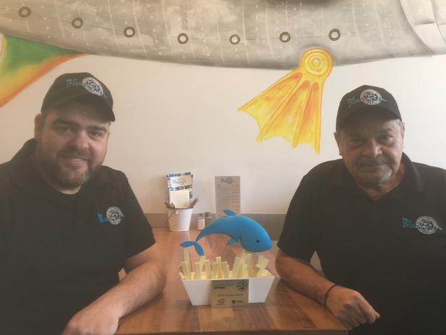 Theodore and Con Patsiotis with their trophy.