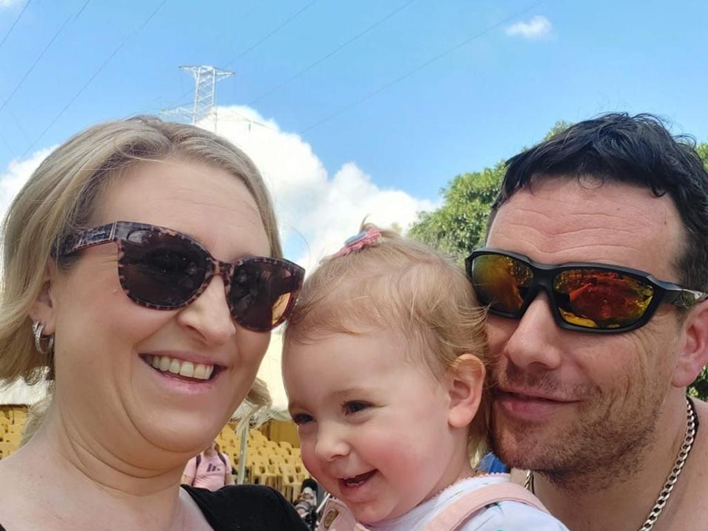 Ruby Grace Edwards with her parents Krystal and Steven. Picture: Supplied