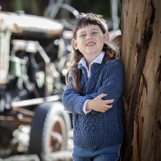 River Triffitt, age 6, from New Norfolk, proudly sports his winning mullet after triumphing in The Mercury’s best mullet competition. Picture: Chris Kidd