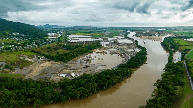 An aerial view of flooding along the Barron River in Cairns, taken on the morning of Tuesday, December 19th, 2023. Picture: Facebook / Cockatours