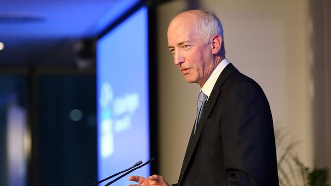 Sir David Higgins, pictured giving his Bradfield address, has urged Sydney’s leaders to not get bogged down — and build. Picture: Richard Dobson