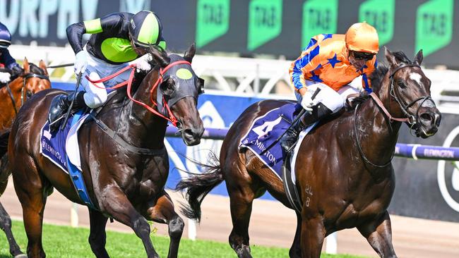 Private Eye (left) runs second to Imperatriz in the Lightning.