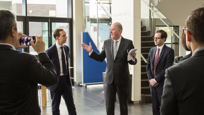 Planning Minister Richard Wynne with Labor Member for Oakleigh Steve Dimopoulos and Labor Member for Bentleigh Nick Staikos. Picture: Supplied