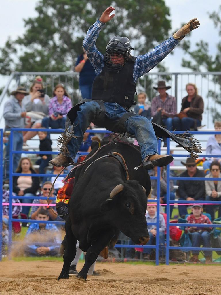 Gympie Bull n Bronc - Under 18 Junior Bull Ride, Lleyton Browne. Picture: Shane Zahner