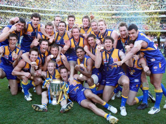 The West Coast Eagles after their one-point win over Sydney.