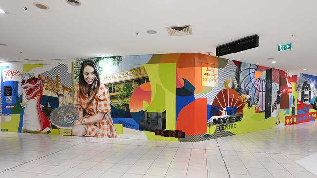 Artwork depicting the Myer Centre’s history. Picture: Lyndon Mechielsen/Courier Mail