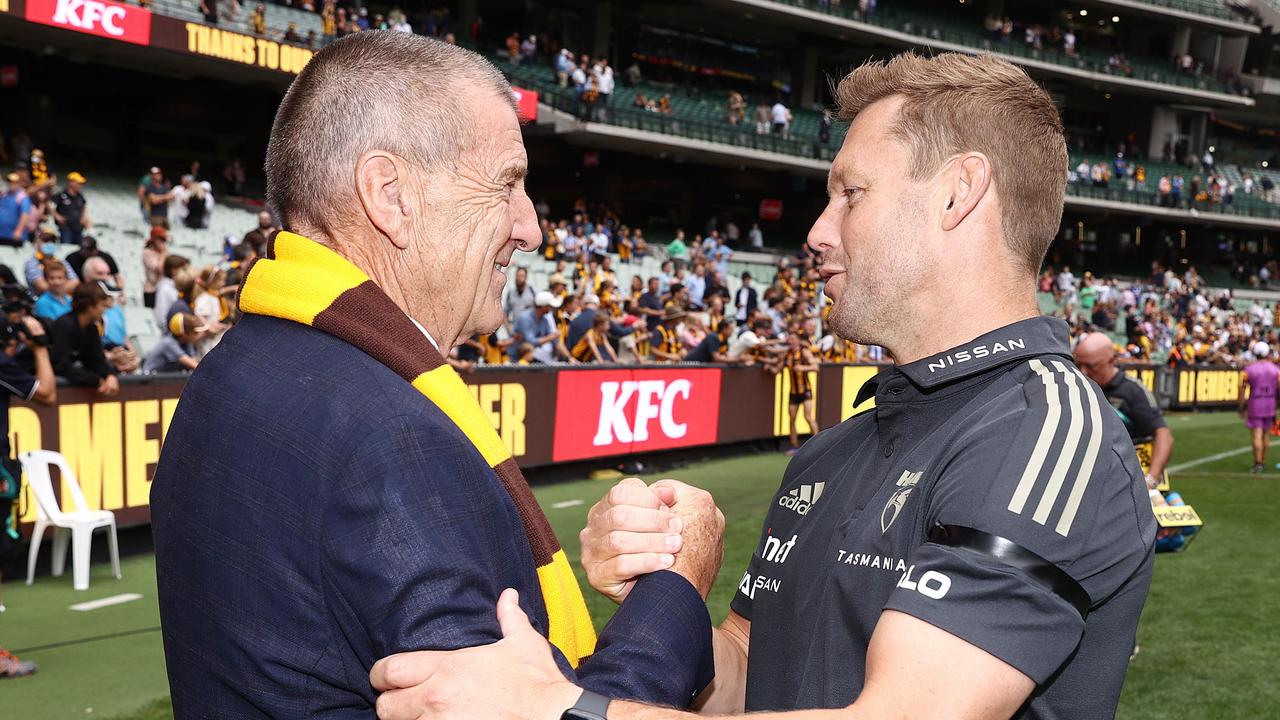 Kennett and Sam Mitchell after Hawthorn’s round 1 win this year. Picture: Michael Klein