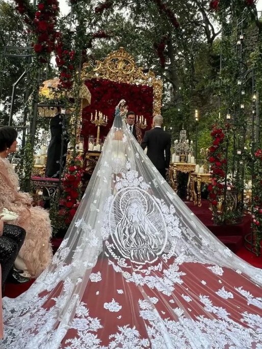 Kourtney wore a Dolce &amp; Gabbana dress to her wedding. Picture: Instagram