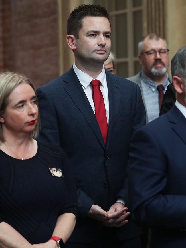 Dean Winter new Labor member for Franklin. New Labor leader David O'Byrne announcing Labor cabinet. Picture: Nikki Davis-Jones