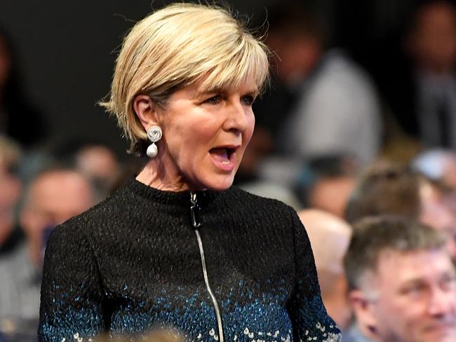 Minister for Foreign Affairs Julie Bishop attends the North Melbourne football club grand final breakfast. this week. Picture: AAP