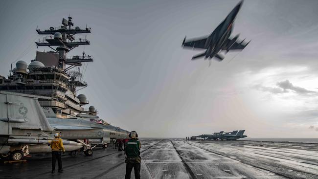 The USS Ronald Reagan aircraft carrier in the South China Sea. Picture: US Navy