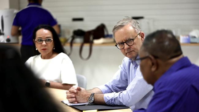 Prime Minister Anthony Albanese on Thursday Island with Indigenous Australians Minister Linda Burney and Labor senator Nita Green. Picture: PMO