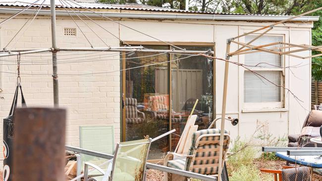 The backyard of the home of Sean Ferris at Symons St, Crystal Brook. Picture: Brenton Edwards