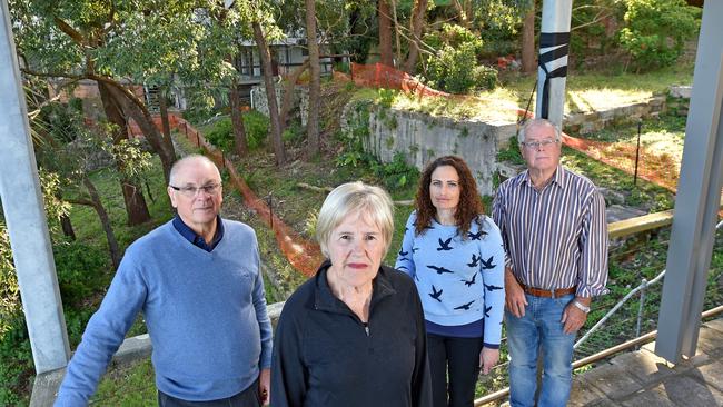 Nelson Pde residents Stephen McGlynn, Phillipa Clark, Diella Bolzano-Volpato and Kim Haven at Hunters Hill. Picture: Troy Snook