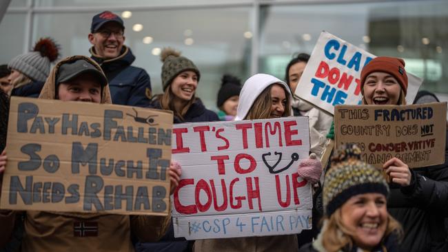 Health workers strike in Britain as the NHS crumbles. Picture: Getty Images