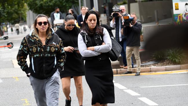 Cindy Palmer (right), the biological mother of murdered 12-year-old schoolgirl Tiahleigh Palmer, attended the inquest on Tuesday. Picture: NCA NewsWire / Dan Peled