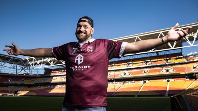 WBC Heavyweight Champion Tyson Fury at Suncorp Stadium on Thursday. Picture Lachie Millard