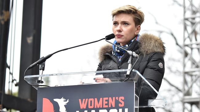 Scarlett Johansson’s speech at Washington’s Women’s March was cut short after her mic was muted.