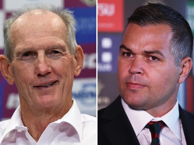 Wayne Bennett and Anthony Seibold. Photo: Courier Mail