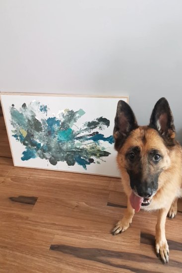 I used my dog and a 12 Kmart canvas to create the perfect piece