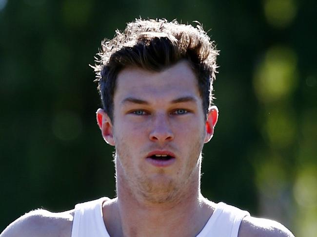 Out-of-contract Melbourne player James Strauss keeping himself fit hoping to be givin a lifeline and traded to another club by the Dees. Pic: Michael Klein