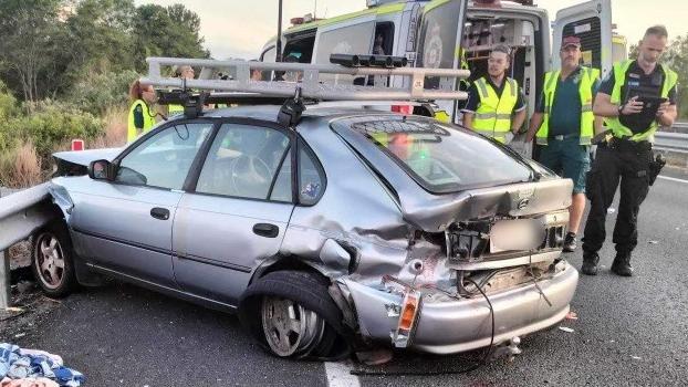 A young driver has been rushed to hospital after a single vehicle crash on the Bruce Hwy near Nambour.