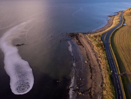 Mysterious whirlpool emerges off coast