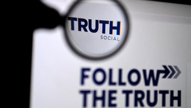 The logo of Truth Social, Donald Trump’s social networking platform, on a laptop. Picture: AFP