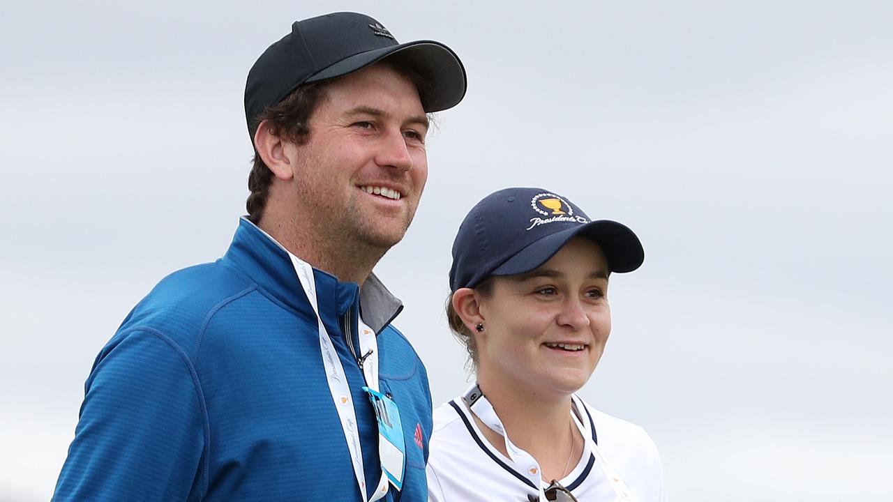 Ash Barty with partner Gary Kissick. Picture: Michael Klein