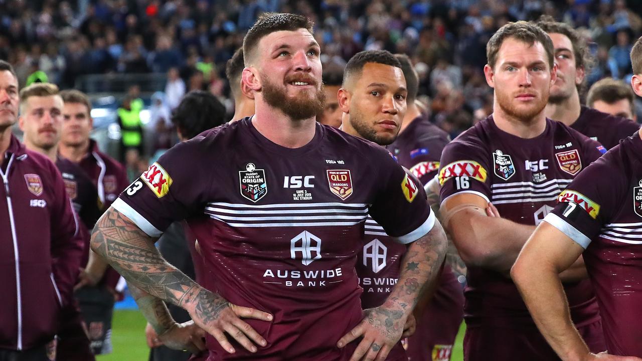 Maroons players look dejected after losing last year’s series.