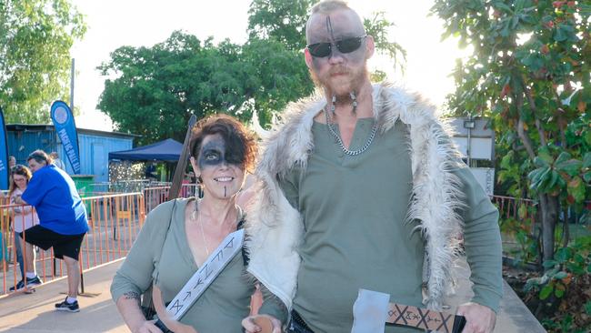 Amy and Cameron O’Connor at the annual Dinah Beach Yacht Club Viking Funeral. Picture: Glenn Campbell