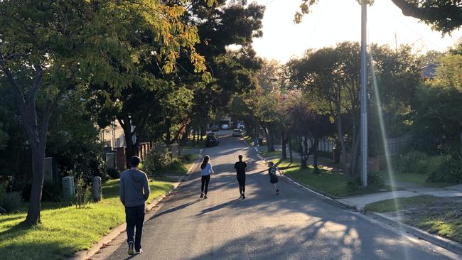 Gerard Whateley and his kids went on a daily walk together during the first lockdown. Picture: Supplied.