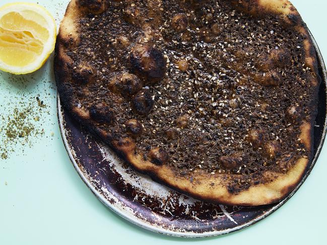 An oregano manoush goes for $10 at Beau &amp; Dough in Surry Hills. Picture: Petrina Tinslay