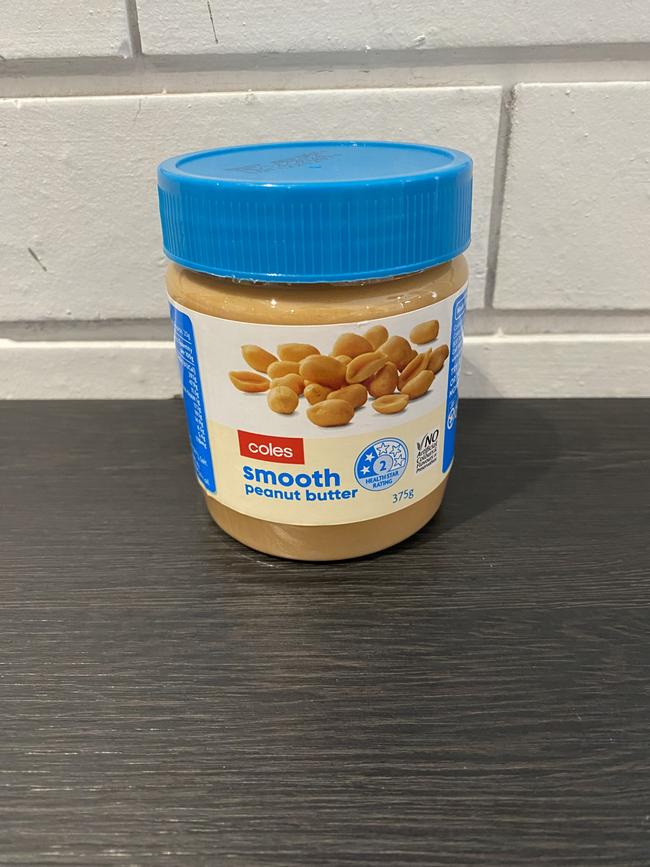 Coles Smooth peanut butter (375g). Picture: Michaela Meade