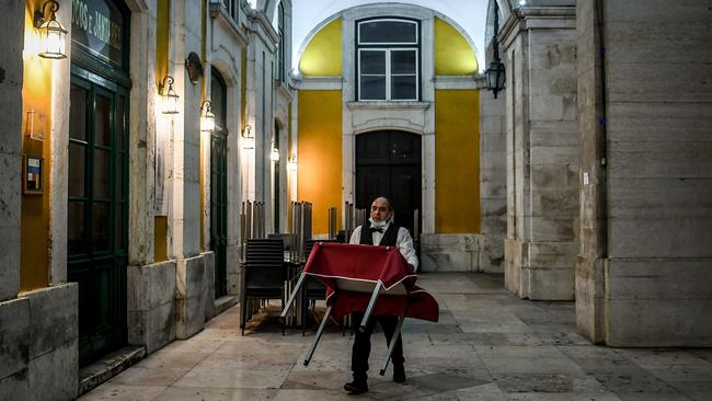 A restaurant in Lisbon in early November. Over half of the credit to companies in Portugal’s hospitality and restaurant sectors are under a loan-moratorium program. Picture: AFP