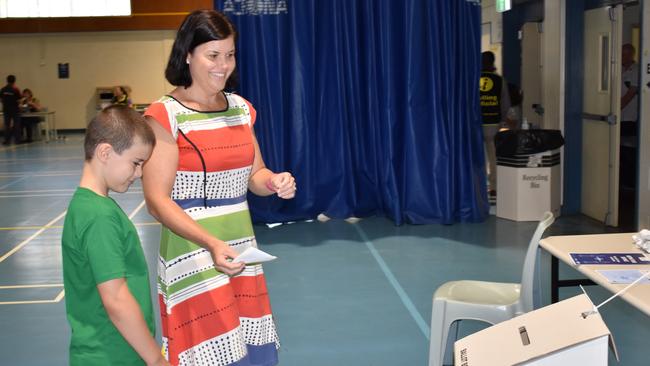 Health Minister Natasha Fyles votes in the 2020 NT election in her seat of Nightcliff.