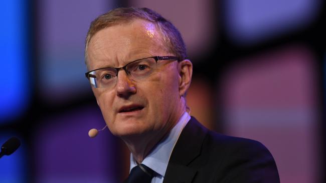 Governor of the Reserve Bank of Australia, Philip Lowe, addresses the Australian Financial Review BHP Business Summit in Sydney, Wednesday, March, 7, 2018. (AAP Image/Dean Lewins) NO ARCHIVING