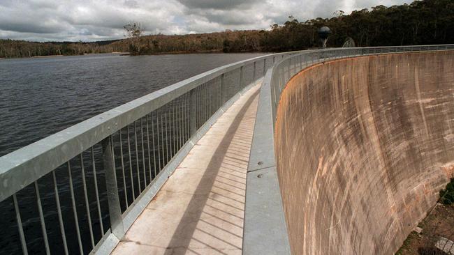 The Whispering Wall dam of the Barossa Reservoir.