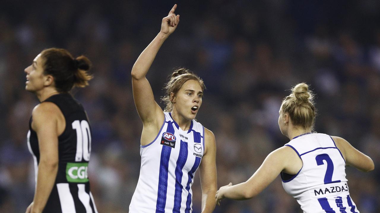 Jasmine Garner celebrates a goal. (AAP Image/Daniel Pockett)