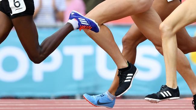 Georgia Griffith of Australia during the Women's 800m heat on day eight of competition of the XXI Commonwealth Games in Carrara Stadium, on the Gold Coast, Australia, Thursday, April 12, 2018. (AAP Image/Dean Lewins) NO ARCHIVING, EDITORIAL USE ONLY