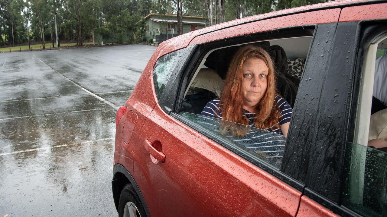 The family has been forced to sleep in their car for more than a month. Picture: Brad Fleet