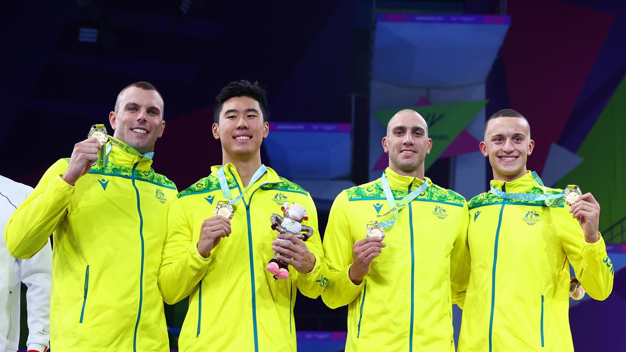 Chalmers had just won gold in the men’s 4x100m freestyle. Photo by Dean Mouhtaropoulos/Getty Images