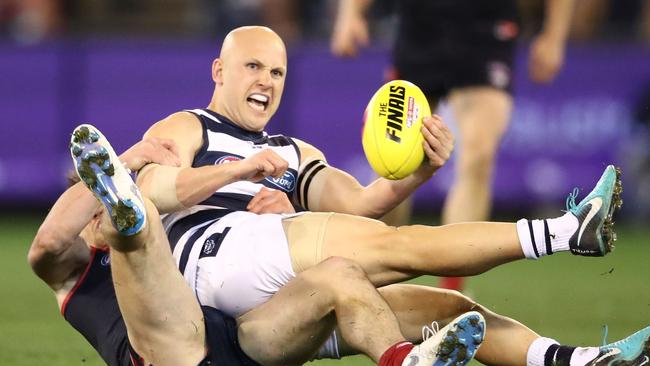 It was a dirty night for Gaz. Picture: AFL Media