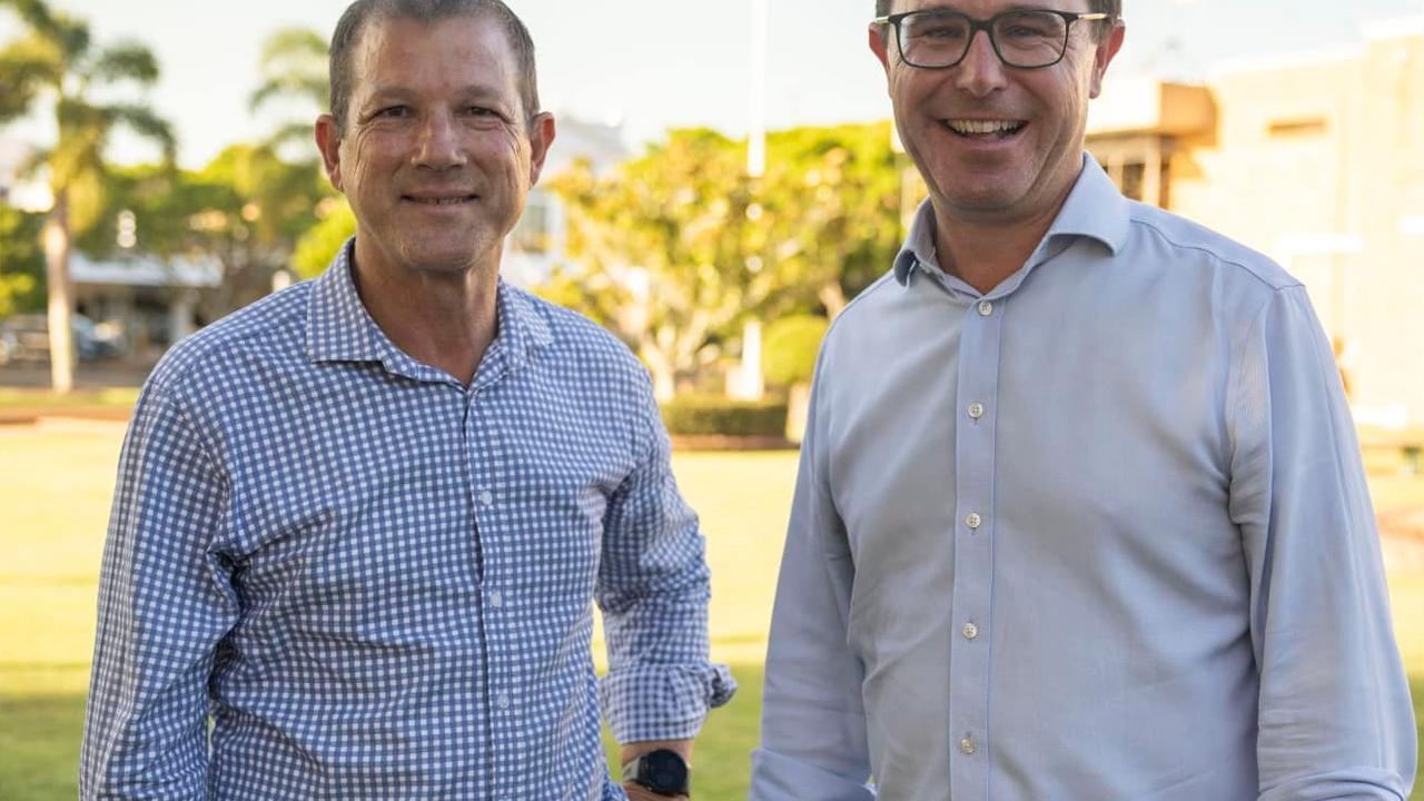 Hinkler LNP candidate David Batt with David Littleproud, Leader of The Nationals, and Federal Member for Maranoa.