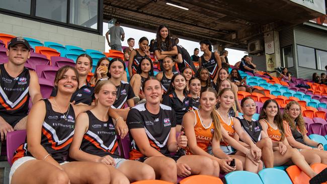 Fans cheering up for NTFL Buffaloes' vs side the Essendon Bombers, TIO Darwin. Picture: Pema Tamang Pakhrin