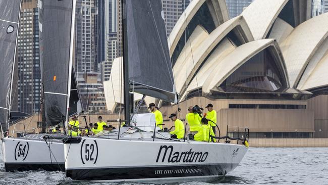 The Maritimo crews preparing for the Sydney to Hobart. Picture: Andrea Francolini