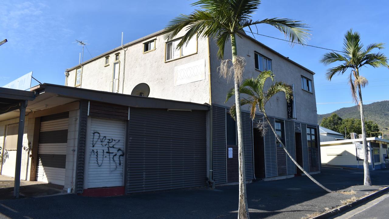 The outside of the abandoned Central Hotel pictured in June 2023.